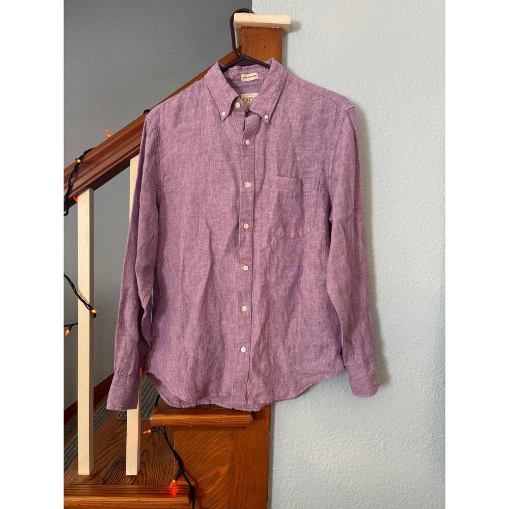 J Crew Baird McNutt Pure Irish Linen Slim Fit Button Down Shirt Washed Violet M